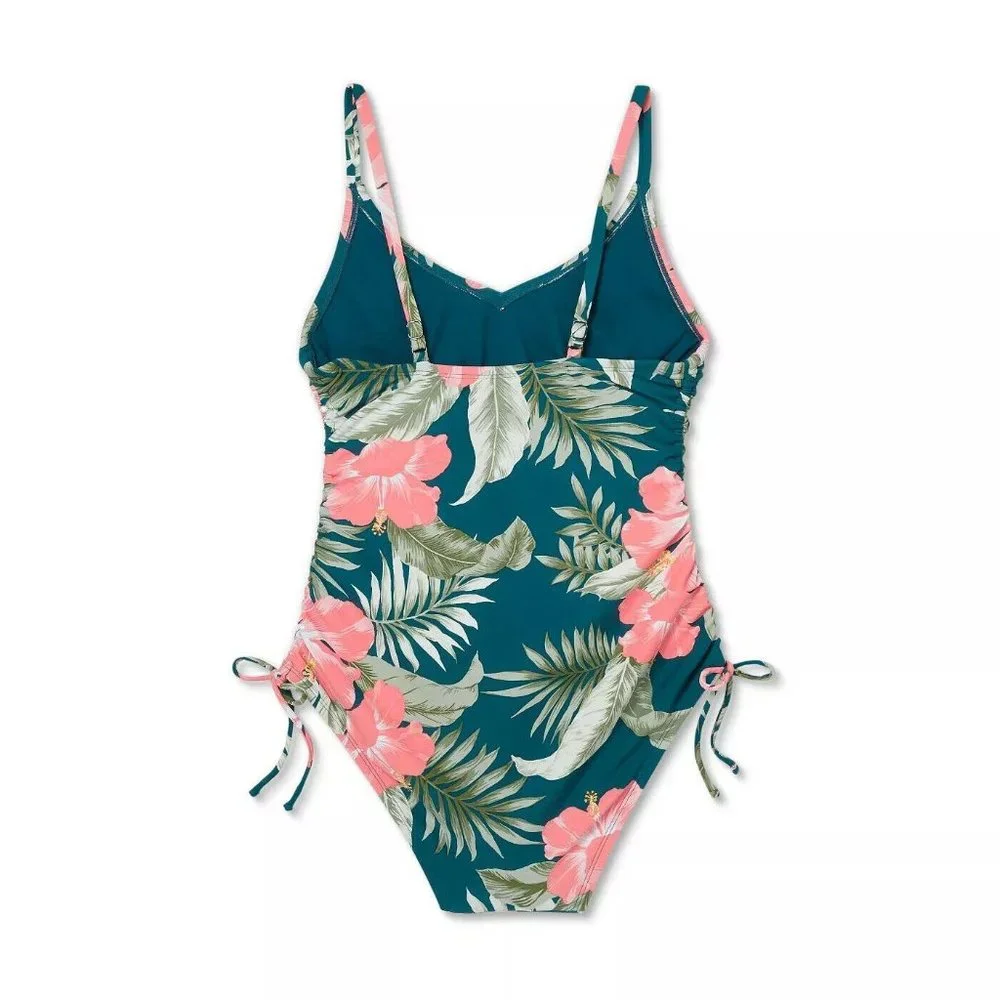 Women's Side-Tie Medium Coverage One Piece Swimsuit - Kona‎ Sol Teal